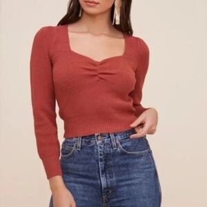 Astr The Label Sweetheart Neck Sweater